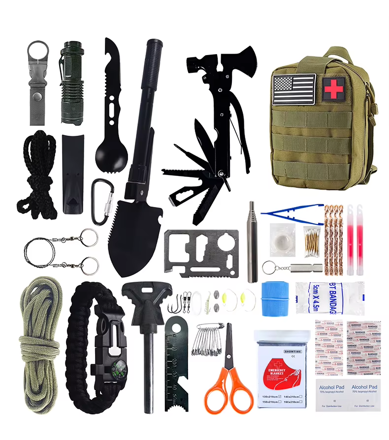 AlphaKit® 50 EN 1 - KIT DE SUPERVIVENCIA / PRIMEROS AUXILIOS / CAMPING / TREKKING