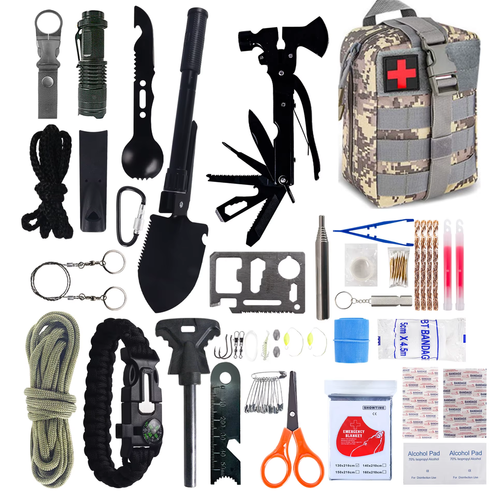 AlphaKit® 50 EN 1 - KIT DE SUPERVIVENCIA / PRIMEROS AUXILIOS / CAMPING / TREKKING